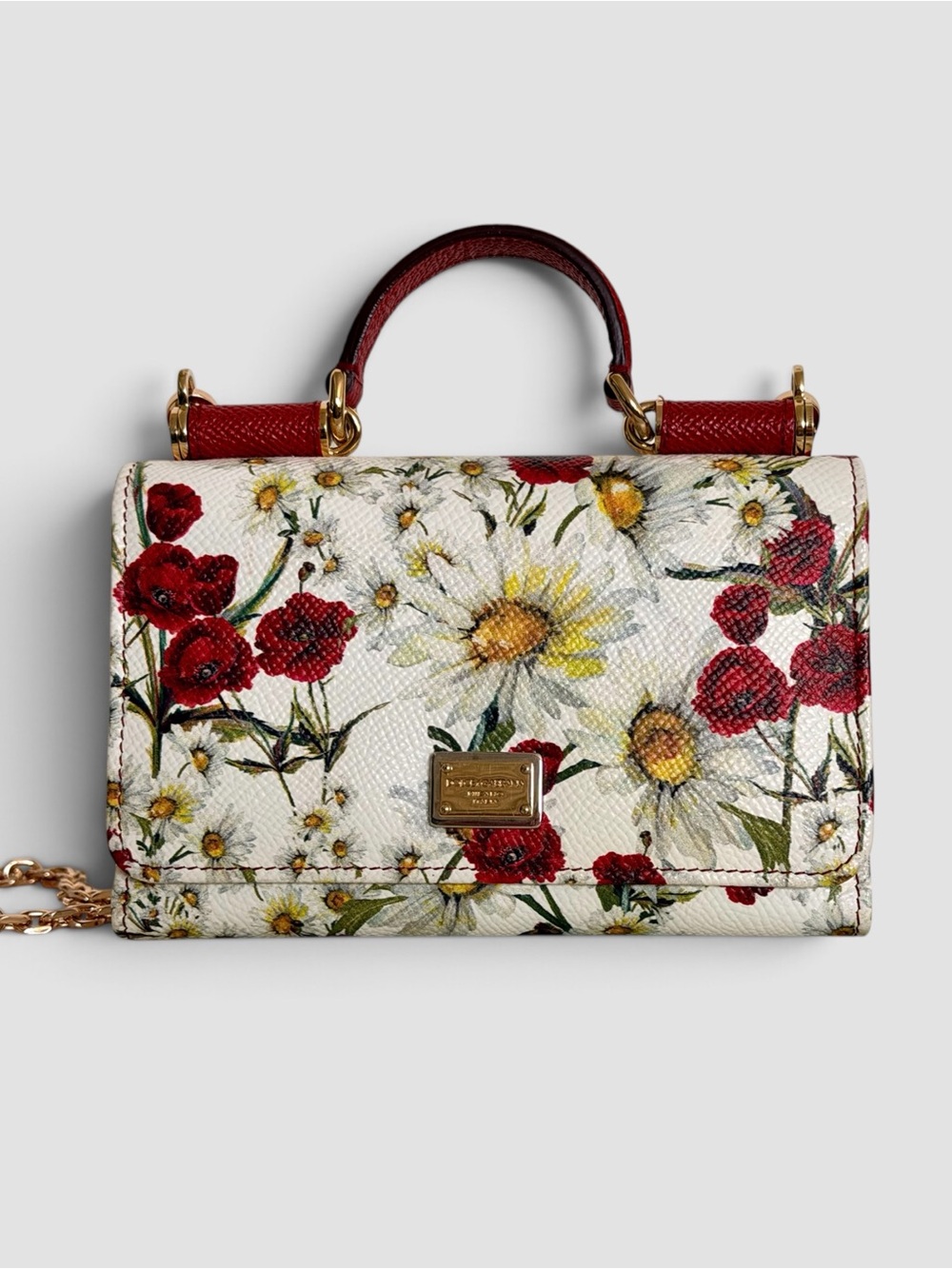 Dolce & Gabbana Flower Print Leather Sicily Von Bag